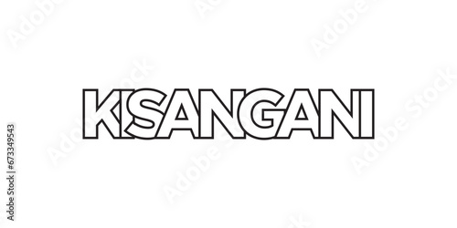 Kisangani in the Congo emblem. The design features a geometric style, vector illustration with bold typography in a modern font. The graphic slogan lettering. photo