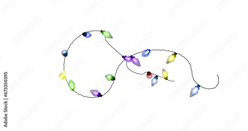 Naklejka premium Isolated festive colorful string of c7 bulb holiday lights