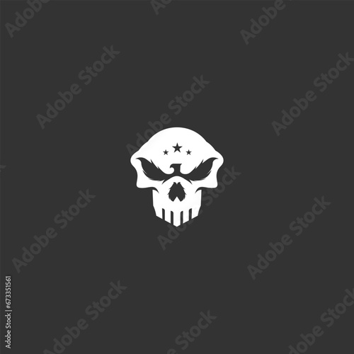 Black and White Skull with Eagle Wings Logo (ID: 673351561)