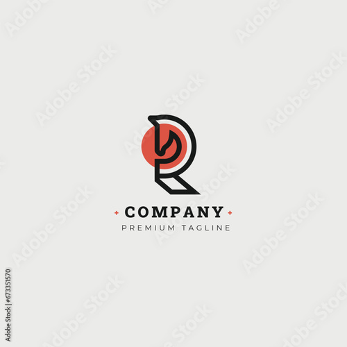 Red Sunset R-Shaped Horse Logo with Circle Background (ID: 673351570)