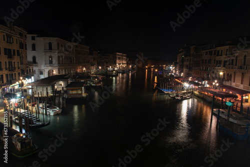 Night View On Venice Water Canals