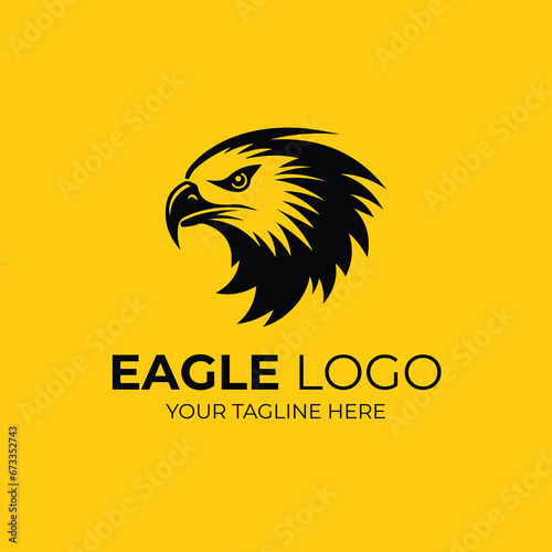 Eagle logo template vector icon illustration design element isolated on yellow background