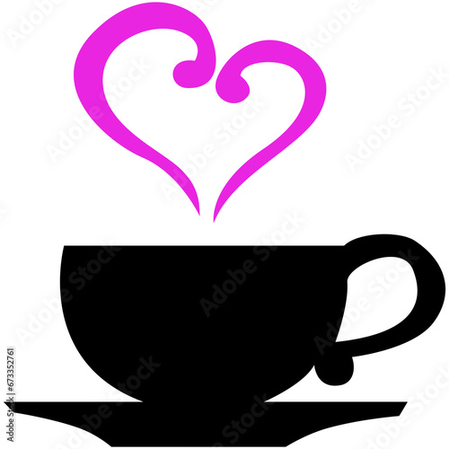 Icono de taza de caf   con humo en forma de coraz  n