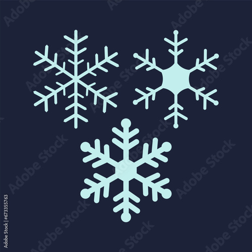 Set of Blue Snowflakes vector icons for report, presentation, diagram, web design
