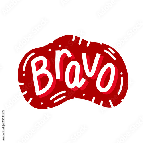 Stickers Bravo écrit en blanc dans une bulle rouge style pop