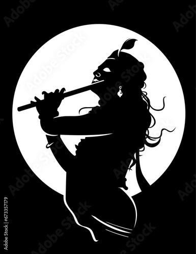silhouette of Lord Krishna with flute 