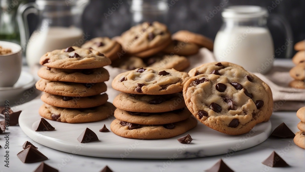 homemade chocolate chip cookies with ingredients at white marble kitchen
homemade chocolate chip cookies with ingredients at white marble kitchen