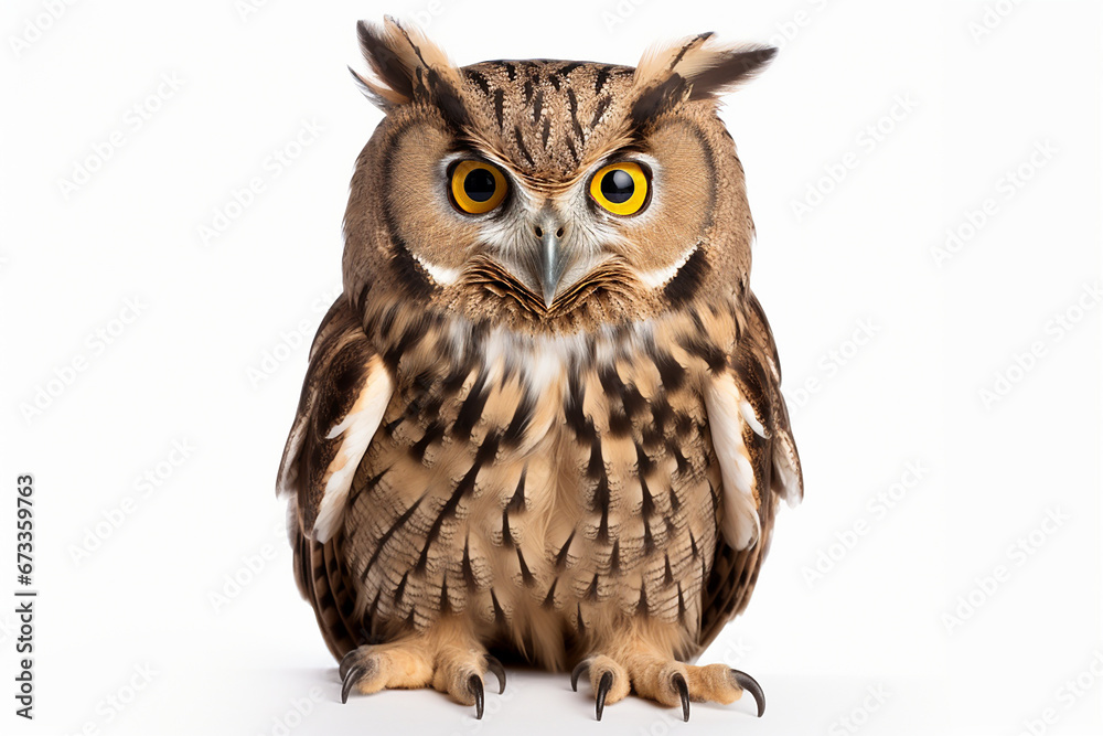 Fototapeta premium Owl, Owl Portrait, Owl Close Up, Owl In White Background