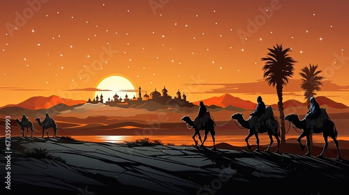 The three wise men at Christmas. Generative AI photo
