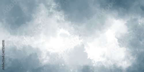 Clouds in the fog. dark blue indigo watercolor splash background. Hand painted watercolor sky and clouds, abstract watercolor background, vector illustration. Design for your date, postcard, banner.