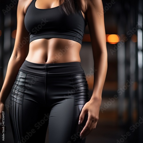 sportive woman in sportswear having workout at industrial gym. Healthy lifestyle, body goals concept