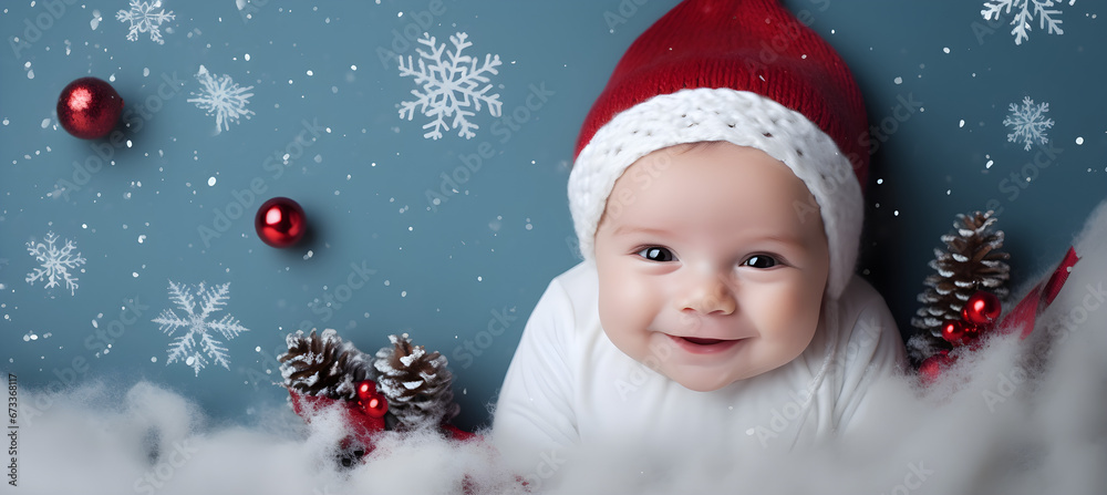 banner of newborn baby on the Christmas background banner of newborn baby on the Christmas background