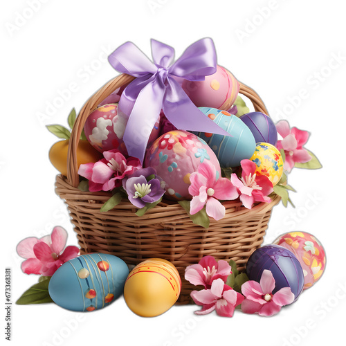 easter basket surprises isolated on transparent or white background, png photo