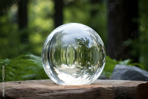 Clear sphere with a white sheen. Generative AI