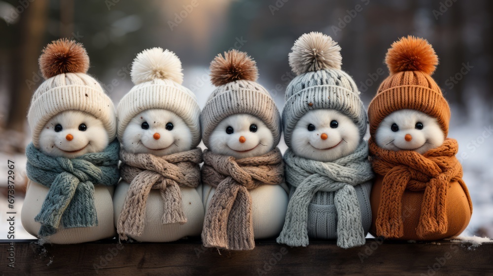 Little cute snowman with scarf and hat