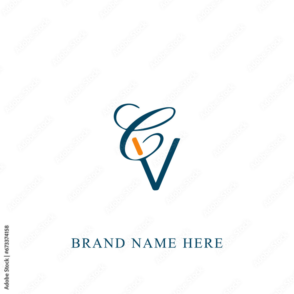 CV logo. C V design. White CV letter. CV, C V letter logo design. Initial letter CV linked circle uppercase monogram logo.