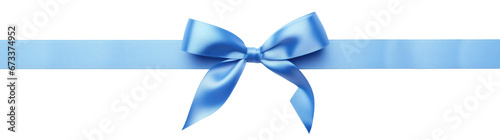 Blue color ribbon bow on transparent or white background. Best for poster, banner and birthday card designs