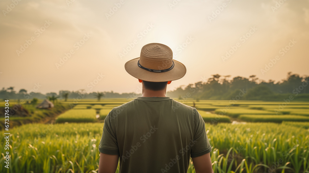 A Young European Man on Vacation in Asia, Gazing into the Horizon 