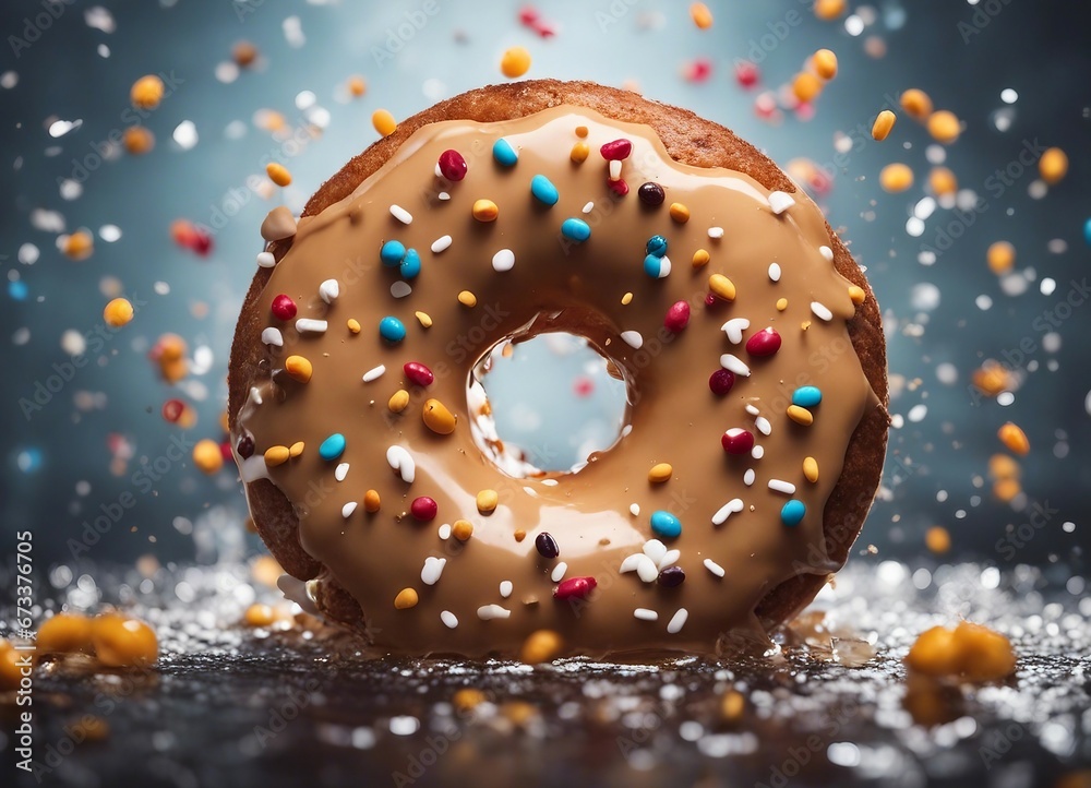 delicious colorful donut, exploding ingredients
delicious colorful donut, exploding ingredients