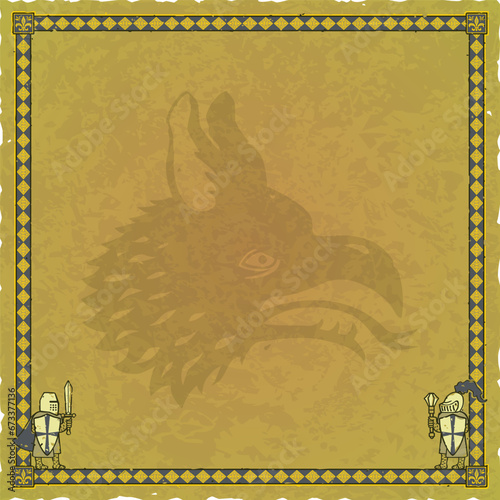 Square Parchment with Knights and Wyvern Head