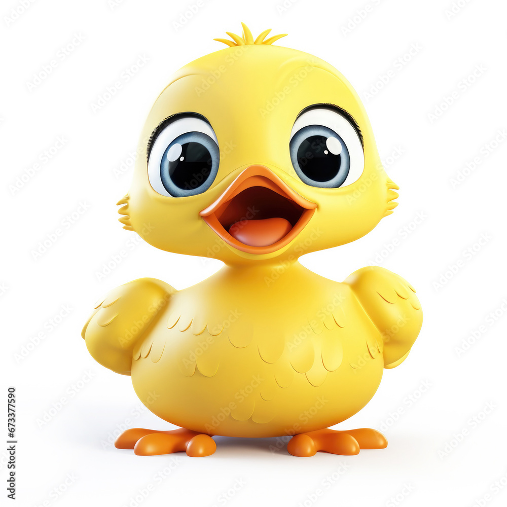 Cute Cartoon Duck Isolated On a White Background 