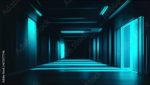 Cyberpunk futuristic abstract corridor made of colourfull neon lights ai generated looping video photo