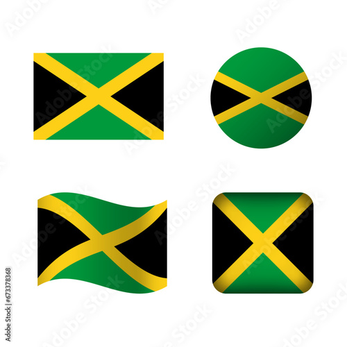 Vector Jamaica National Flag Icons Set
