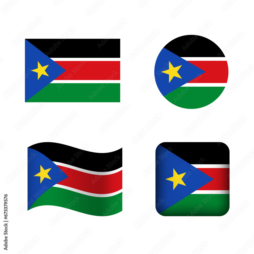 Vector South Sudan National Flag Icons Set Vector South Sudan National Flag Icons Set