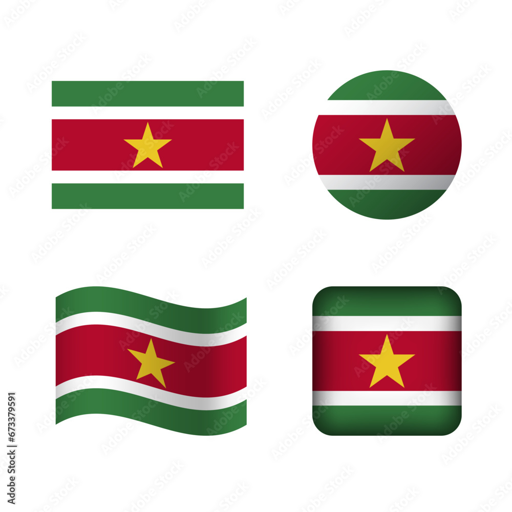 Vector Suriname National Flag Icons Set Vector Suriname National Flag Icons Set