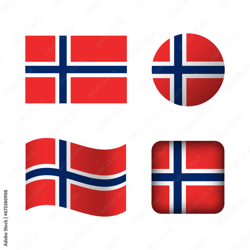 Obraz premium Vector Norway National Flag Icons Set