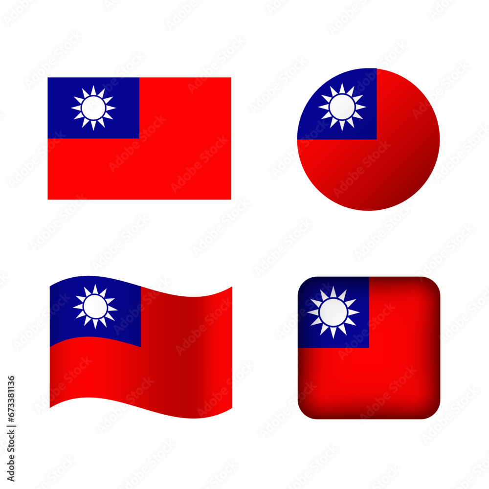 Vector Taiwan National Flag Icons Set Vector Taiwan National Flag Icons Set