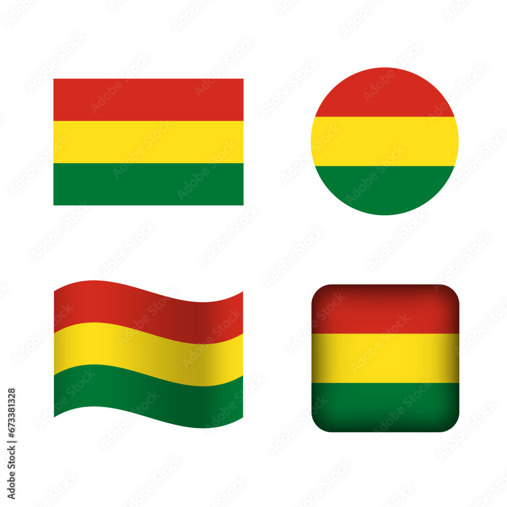 Vector Bolivia National Flag Icons Set Vector Bolivia National Flag Icons Set