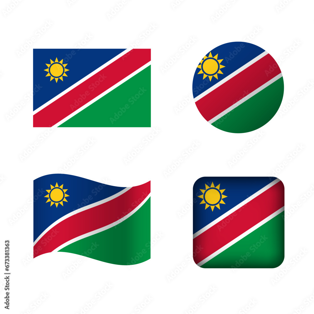 Obraz premium Vector Namibia National Flag Icons Set