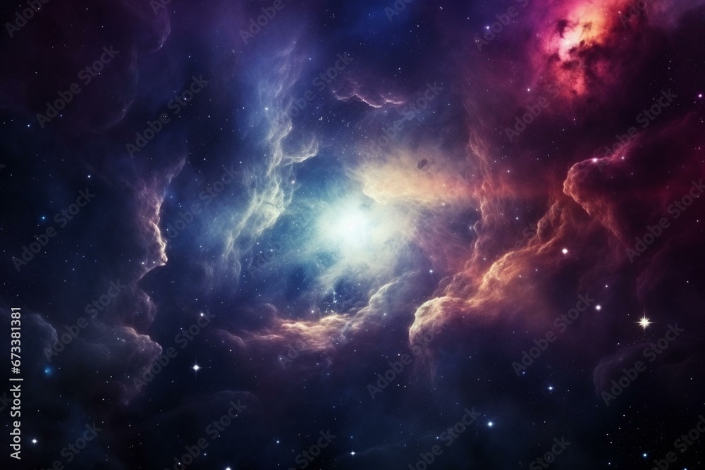 Cosmic background, nebula, outer space, telescope. Generative AI