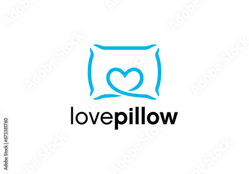 simple love pillow logo design vector