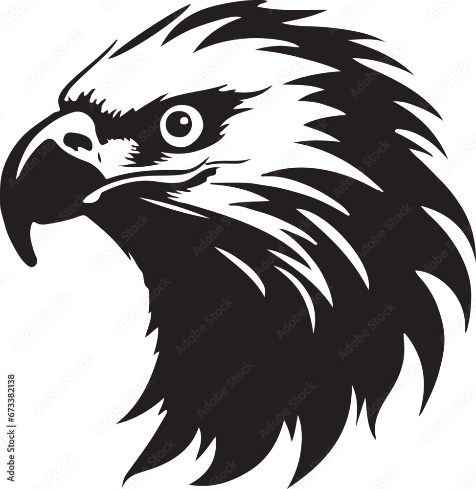 eagle, bird, vector, head, illustration, animal, cartoon, wild, tattoo, nature, animals, wildlife, mascot, logo, hawk, symbol, griffin, feather, freedom, black, falcon, emblem, design, beak, art