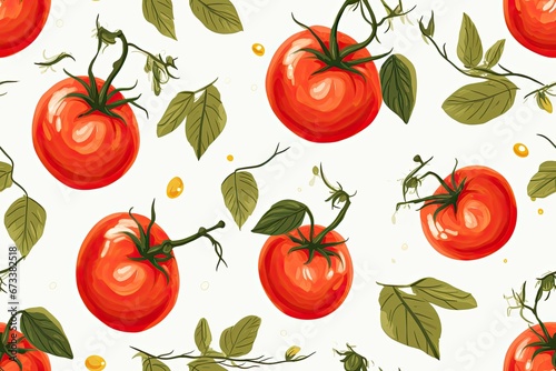 illustration watercolor tomato drawing seamless pattern