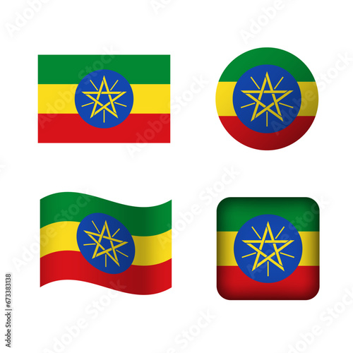 Vector Ethiopia National Flag Icons Set
