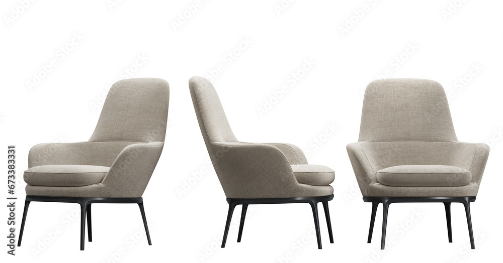 Armchair living room chairs, Side View front view furniture 3D Rendering isolate on white background Armchair living room chairs, Side View front view furniture 3D Rendering isolate on white background