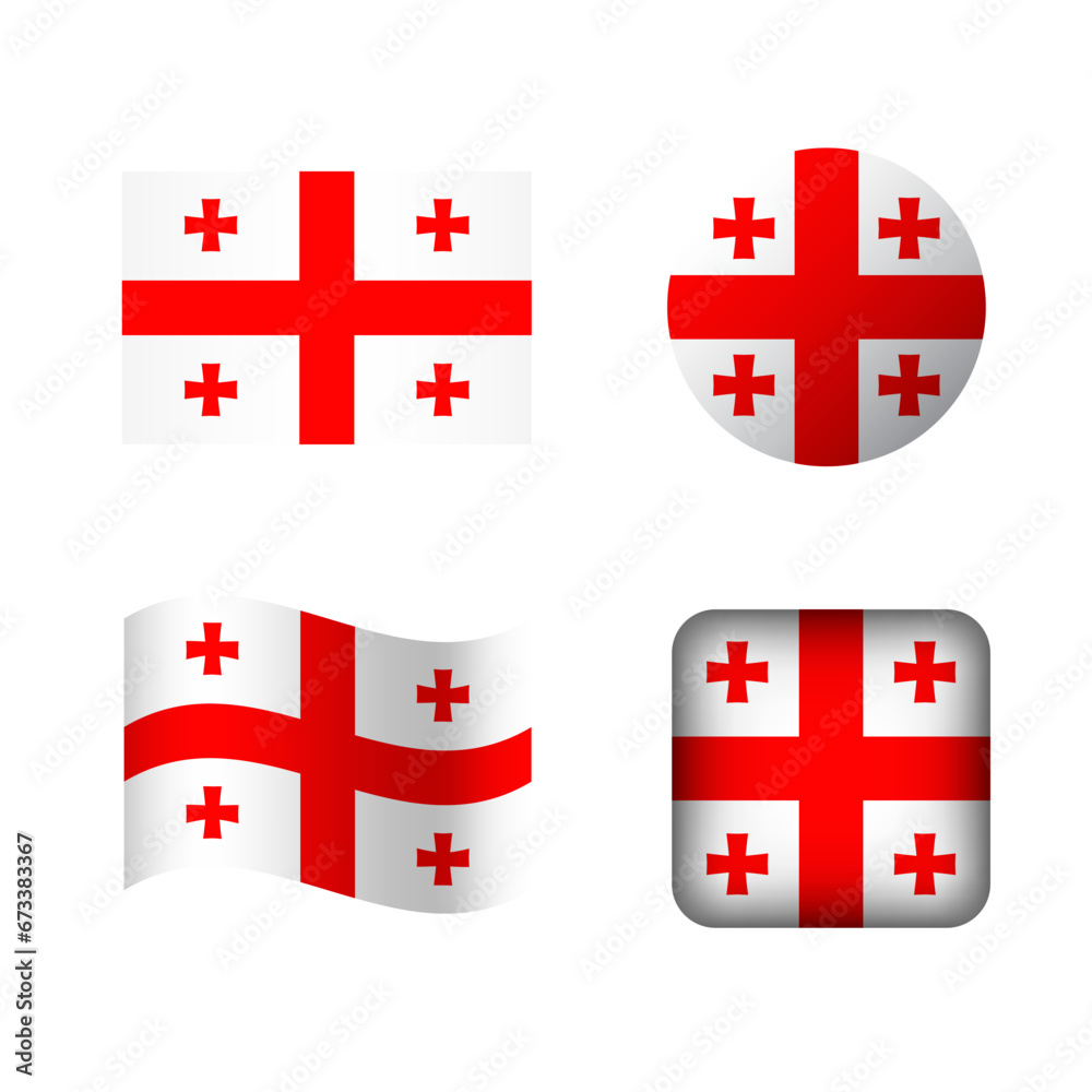 Fototapeta premium Vector Georgia National Flag Icons Set