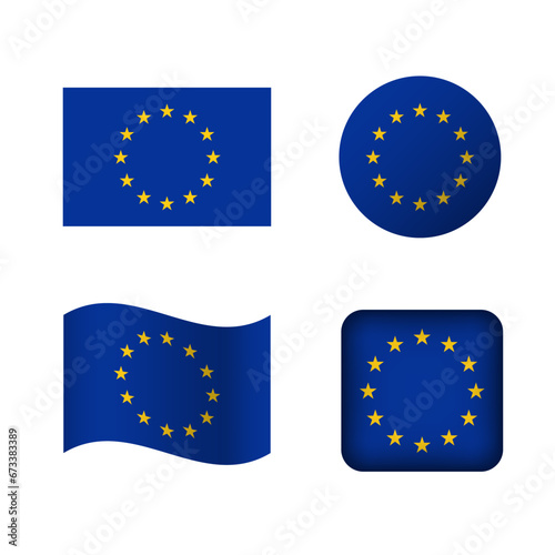 Vector European Union Flag Icons Set