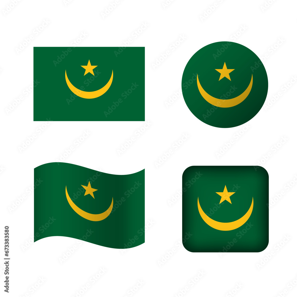 Vector Mauritania National Flag Icons Set Vector Mauritania National Flag Icons Set