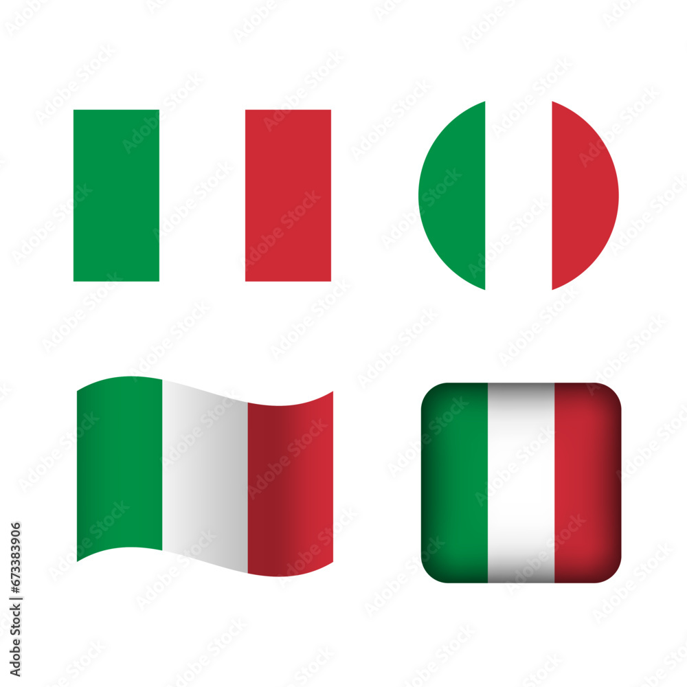 Vector Italy National Flag Icons Set Vector Italy National Flag Icons Set