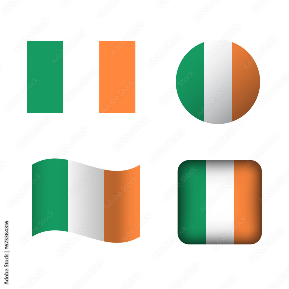 Vector Ireland National Flag Icons Set Vector Ireland National Flag Icons Set