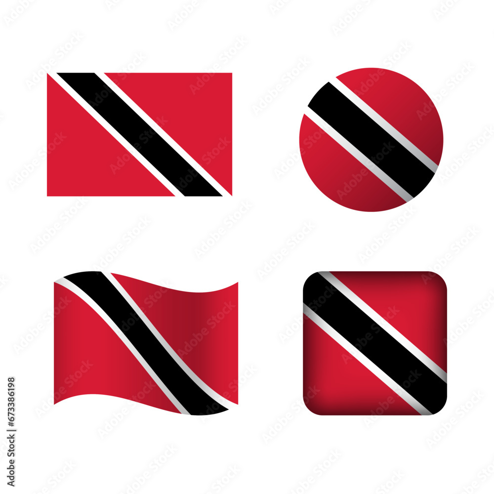 Vector Trinidad and Tobago National Flag Icons Set Vector Trinidad and Tobago National Flag Icons Set