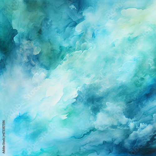 Blue turquoise turquoise-mint bluish-white abstract watercolor. Colorful artistic background. Light pastel. Brush spray.
