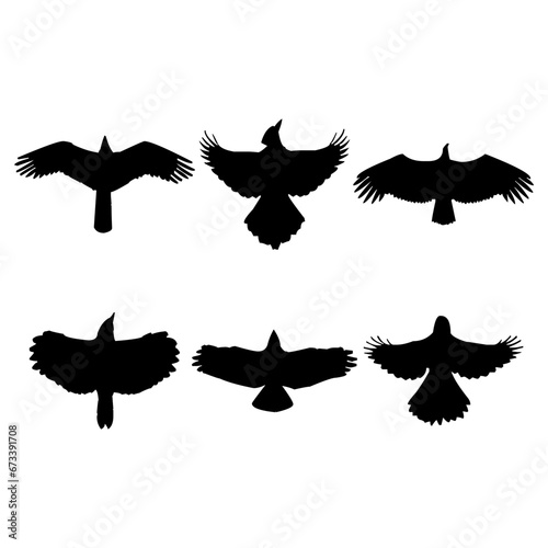 Flying bird silhouette set design inspiration vector illustration.