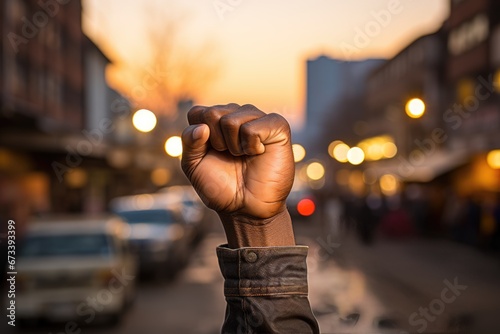 Black hand in fist as a symbol of Black History Month