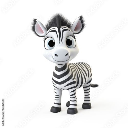 Cute Cartoon Zebra Isolated On a White Background 