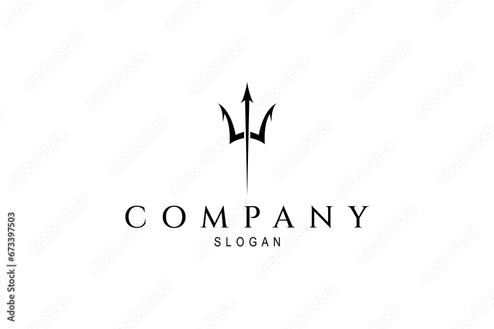 Trident logo silhouette design template flat Trident logo silhouette design template flat